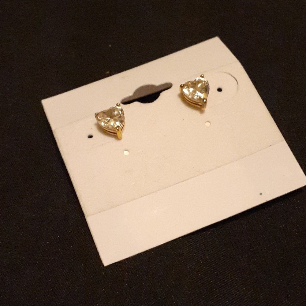 Golden-tone Sterling Silver Heart Shaped Studs